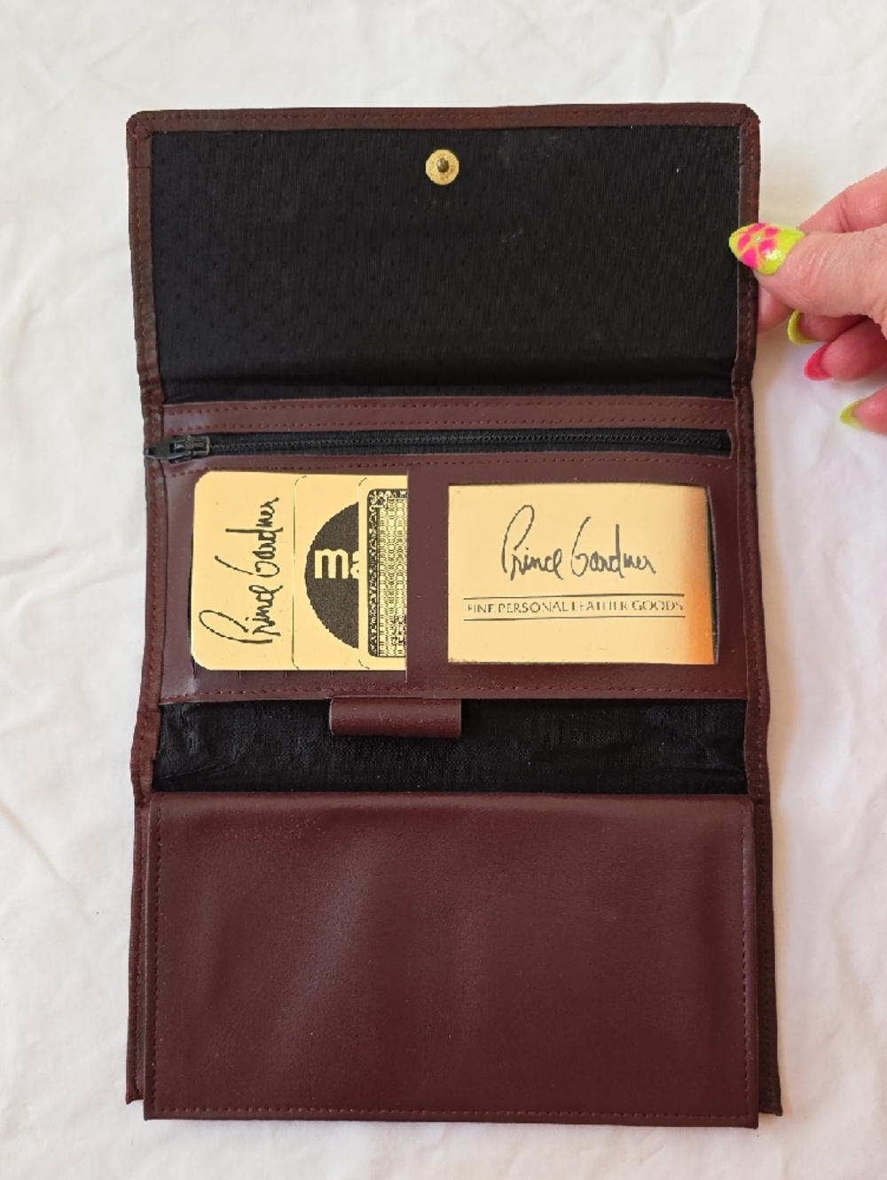 NWT Vintage Leather Prince Gardner Chevron-Textured Trifold Wallet Circa 1970s - Picture 3 of 7
